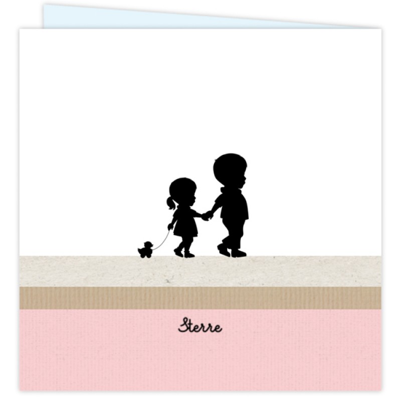 Geboortekaartje Silhouet broertje-zusje Geboortekaartje Silhouet broertje-zusje