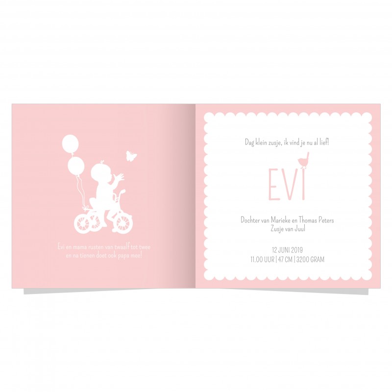 Geboortekaartje Silhouet kinderwagen Geboortekaartje Silhouet kinderwagen