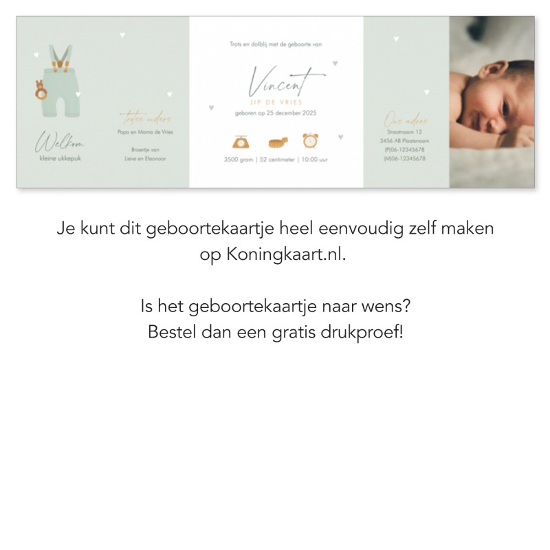 Geboortekaartje Tuinbroek met foto Geboortekaartje Tuinbroek met foto