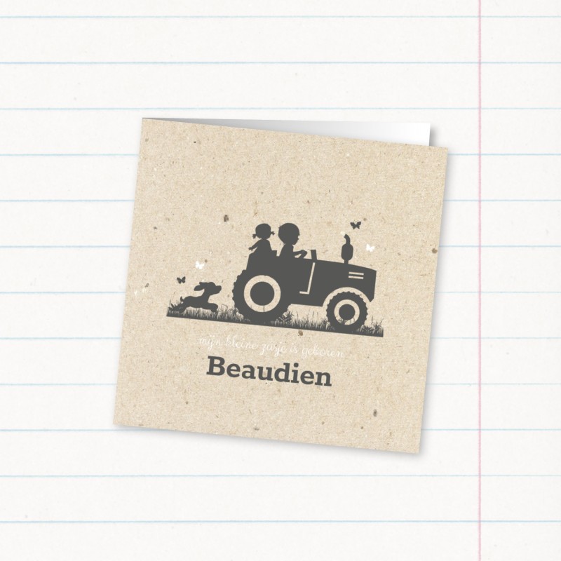 Geboortekaartje Tweede kindje op tractor Geboortekaartje Tweede kindje op tractor