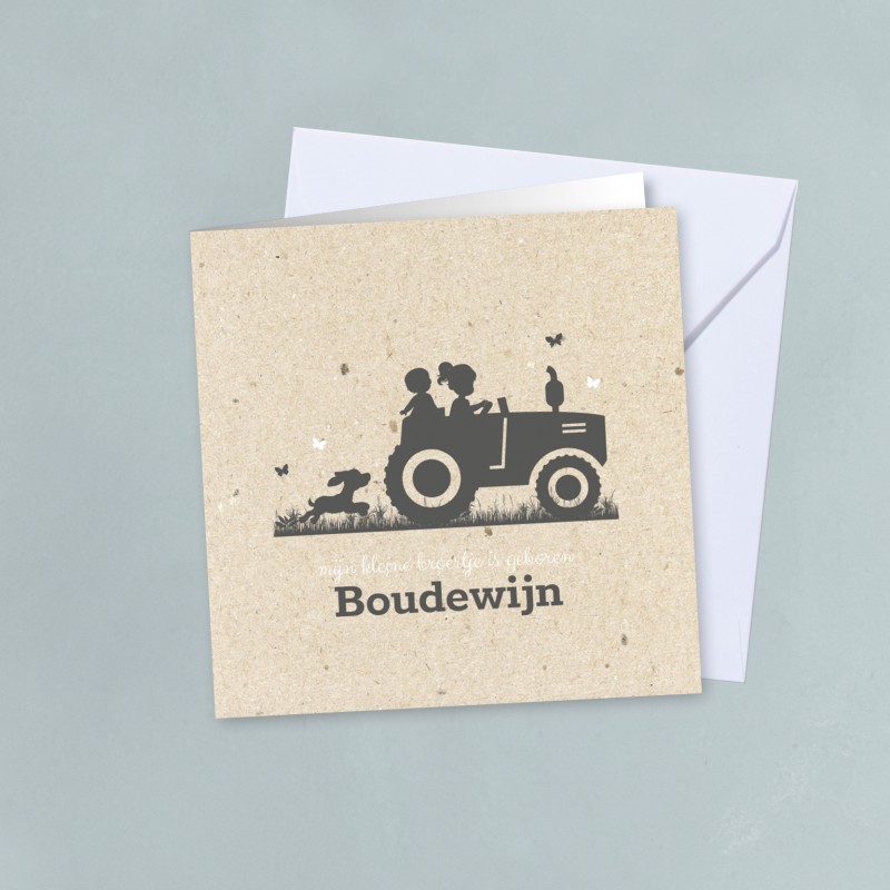 Geboortekaartje Tweede kindje op tractor Geboortekaartje Tweede kindje op tractor
