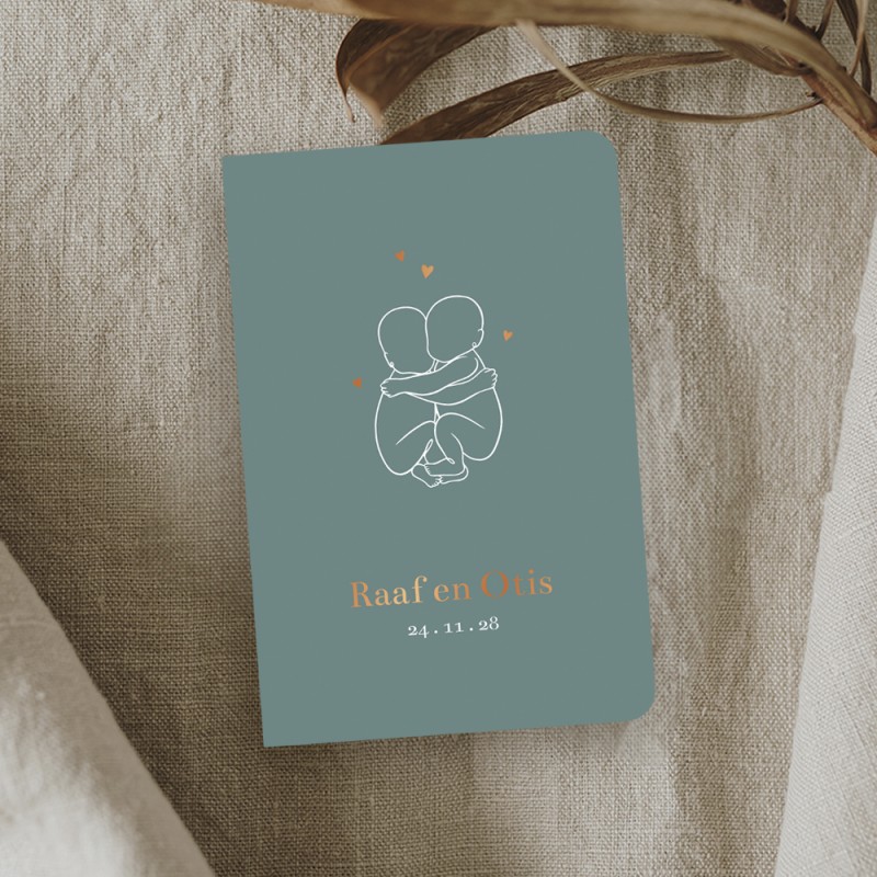 Geboortekaartje Tweeling lijntekening