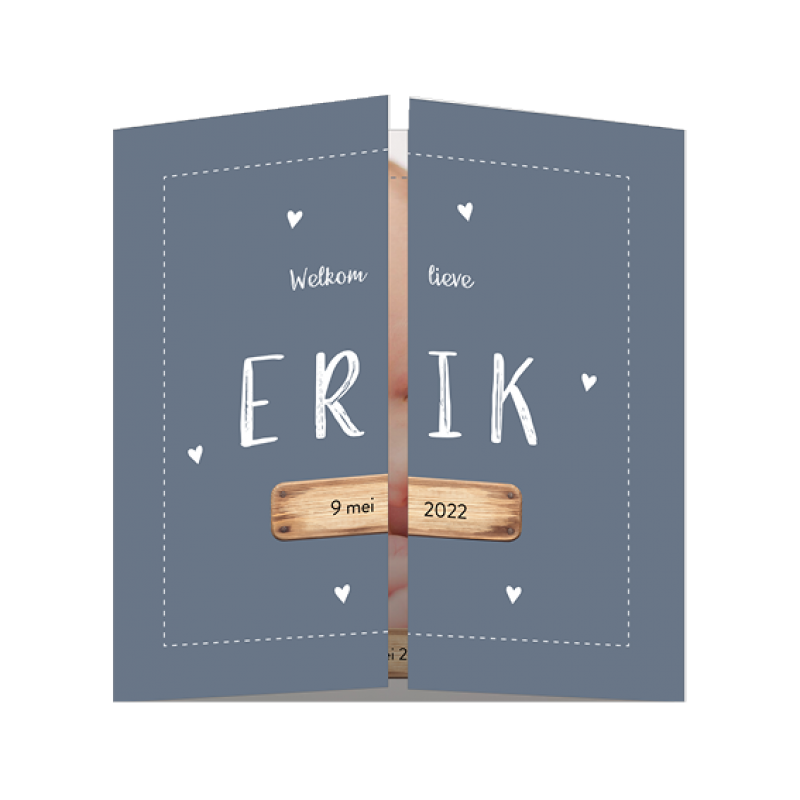 Geboortekaartje Tweeluik houten labeltje Geboortekaartje Tweeluik houten labeltje