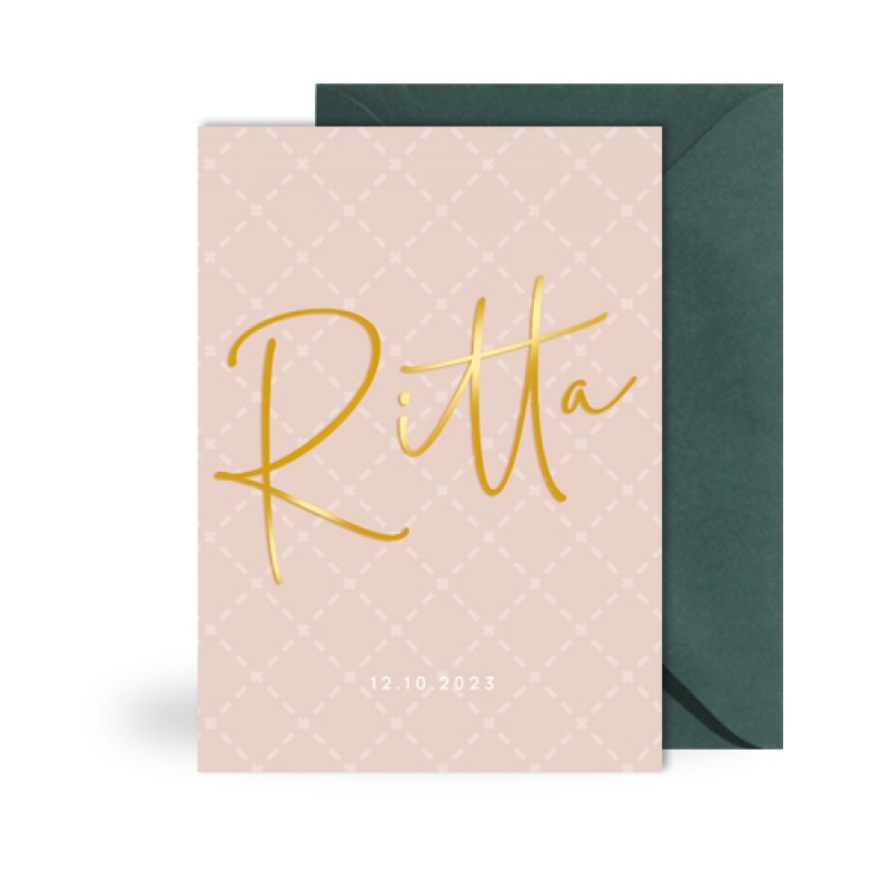 Geboortekaartje typografie goudfolie Geboortekaartje typografie goudfolie