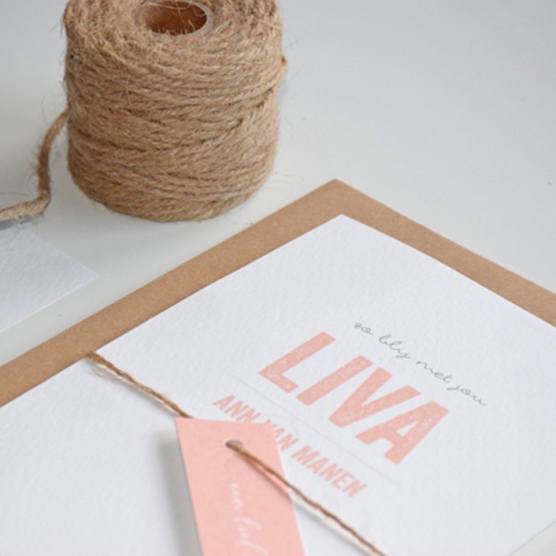Geboortekaartje Typografie roze Geboortekaartje Typografie roze