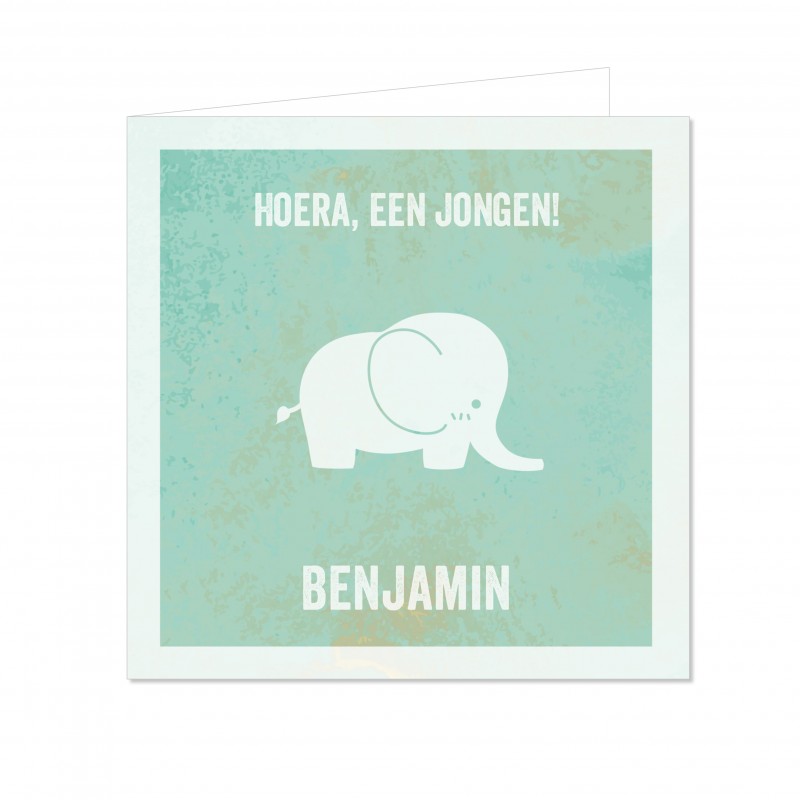 Geboortekaartje Waterverf olifant Geboortekaartje Waterverf olifant