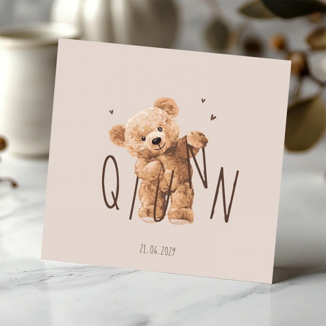 Geboortekaartje Beer met naam in letters