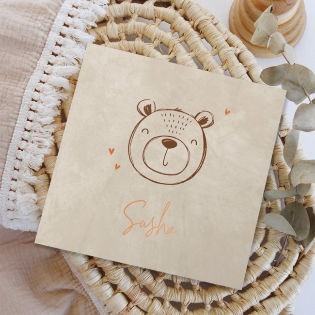 Geboortekaartje Beige met beertje