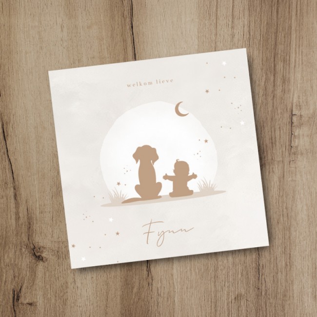 Geboortekaartje Beige silhouet