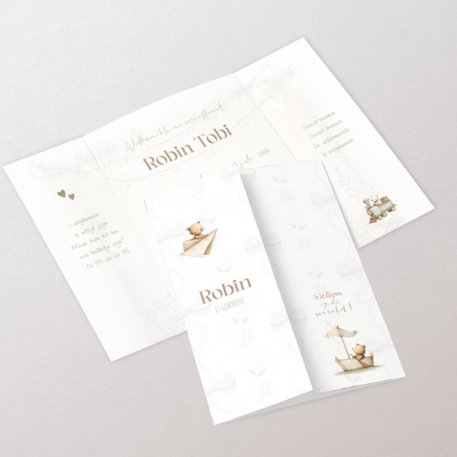 Geboortekaartje beren luikvouw