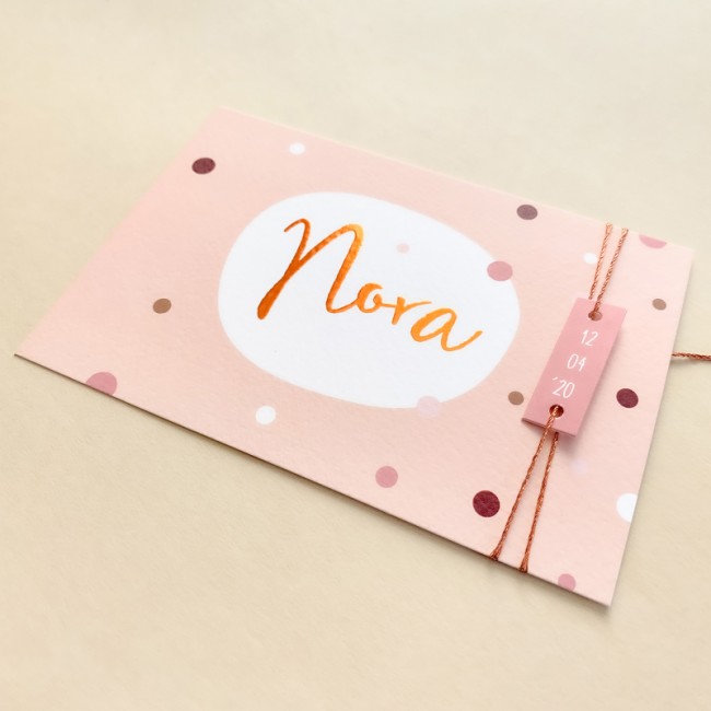 Geboortekaartje confetti met koperfolie