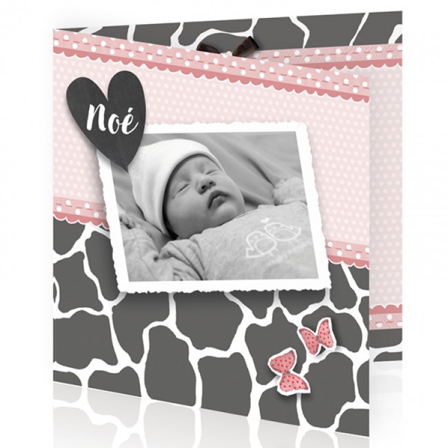 Geboortekaartje Dierenprint met foto