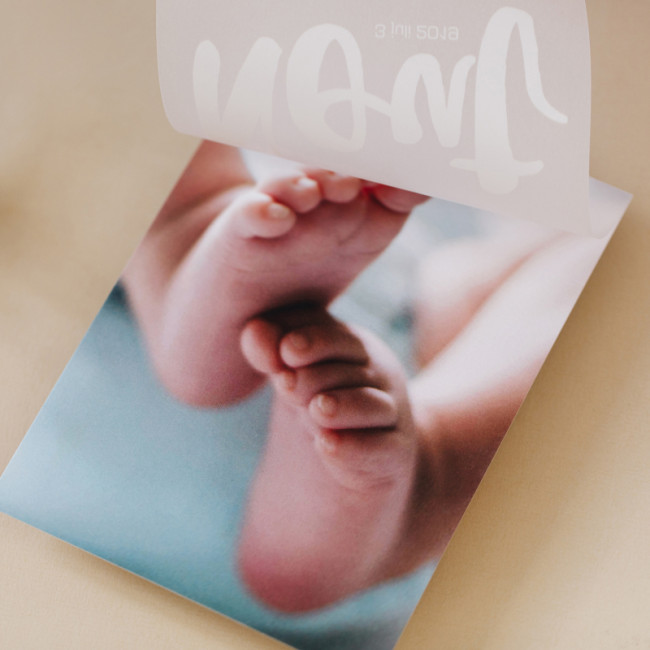 Geboortekaartje Fotokaart met Kalkpapier