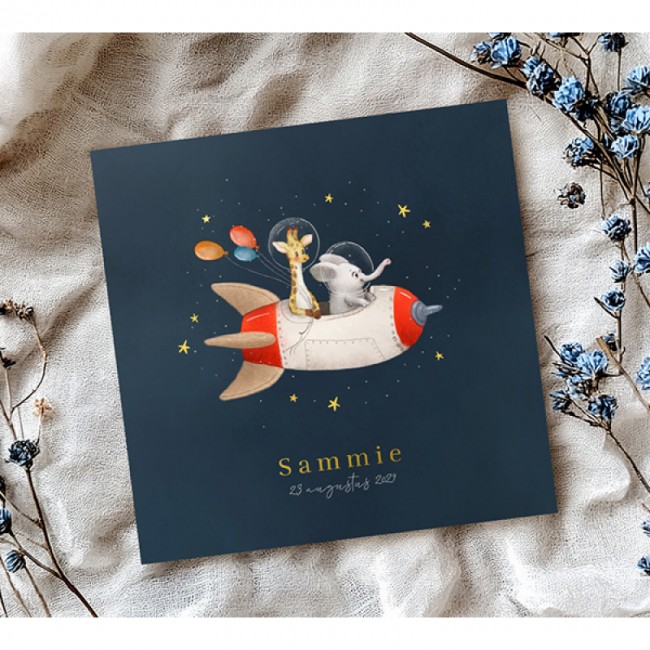 Geboortekaartje Giraf en olifant