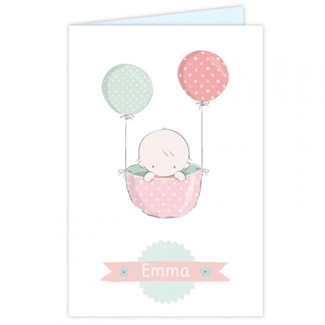 Geboortekaartje Kaartje met baby en ballon