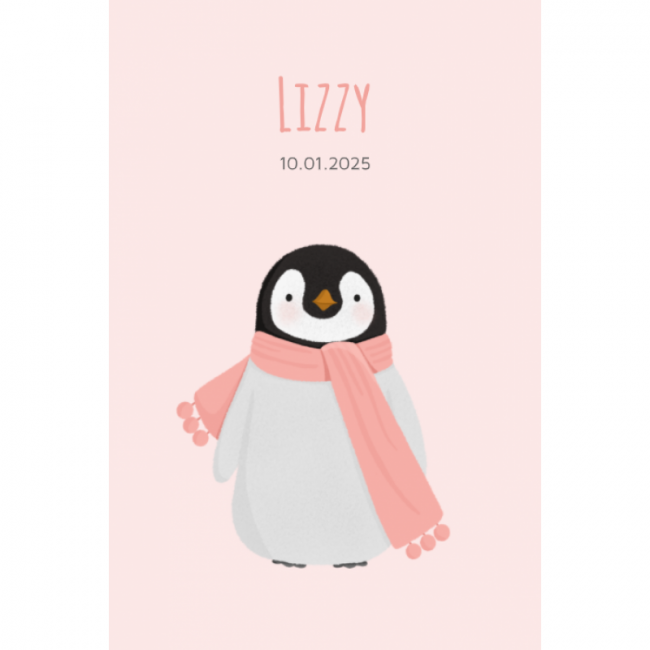 Geboortekaartje meisje pinguin