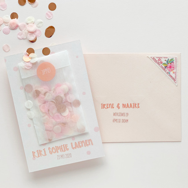 Geboortekaartje Met échte confetti