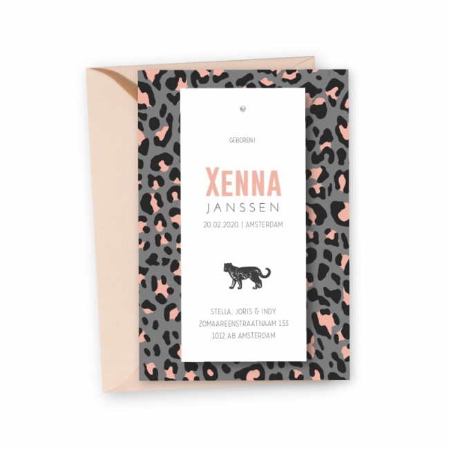 Geboortekaartje Panterprint Xenna