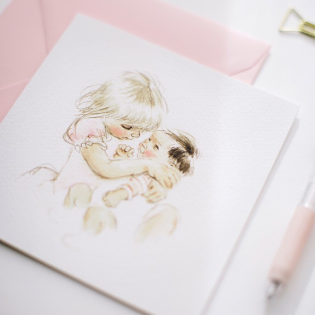 Geboortekaartje Pentekening baby met zus