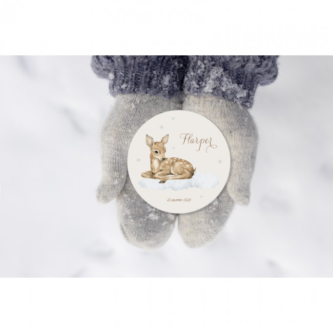 Geboortekaartje Rond met hertje