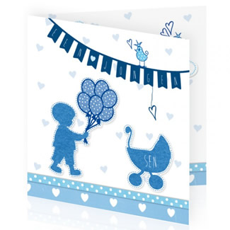 Geboortekaartje silhouet met ballonnen