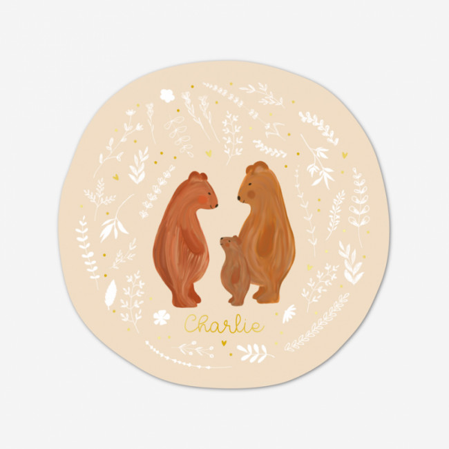 Geboortekaartje stans - beren - goudfolie